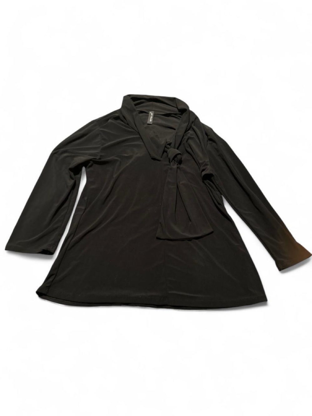 Black Tie-Neck Long Sleeve Top